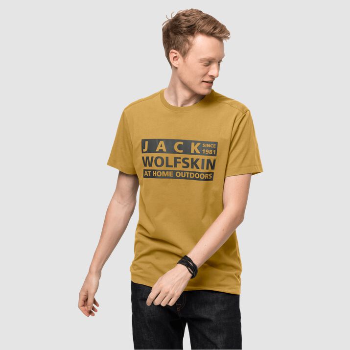 Jack Wolfskin Mens Brand T-shirt Gold 943821RXB